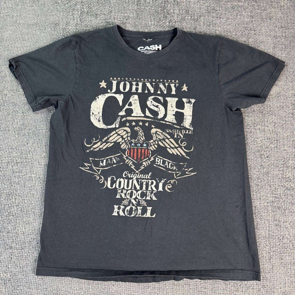 Johnny Cash Graphic Tee Mens Large Black Man In Black Nashville Country Rock